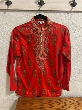 Juliet Dunn London Red Embroidered Shirt 2